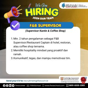 F&B Supervisor (Supervisor Kantin & Coffee Shop)